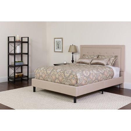 FLASH FURNITURE King Platform Bed Set, Beige SL-BMF-20-GG